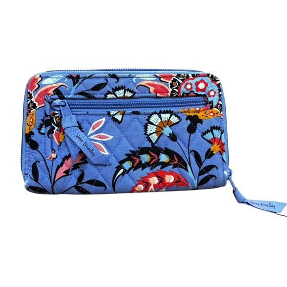 Vera Bradley quilted wallet purple blue floral zip around turn lock clutch purse - Picture 7 of 9